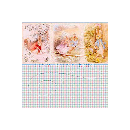 plaid dollhouse wallpaper with rabbit border#pattern_plaid