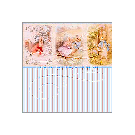 stripe dollhouse wallpaper with rabbit border#pattern_stripe