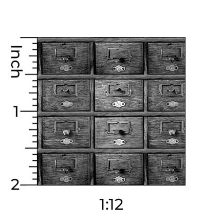 Library Catalog Cabinet Drawers - Dollhouse Wallpaper