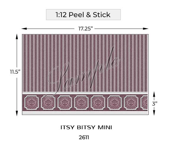sixth scale purple wainscot dollhouse wallpaper dimensions#scale_1:12