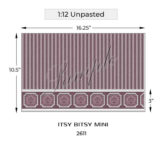 sixth scale purple wainscot dollhouse wallpaper dimensions#scale_1:12