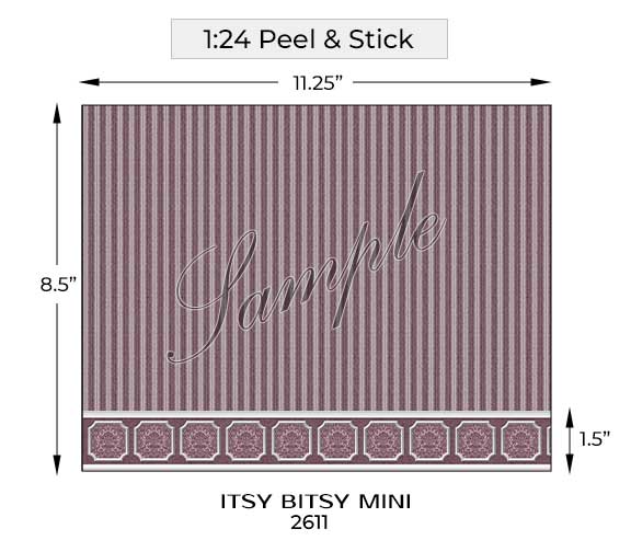 sixth scale purple wainscot dollhouse wallpaper dimensions#scale_1:24