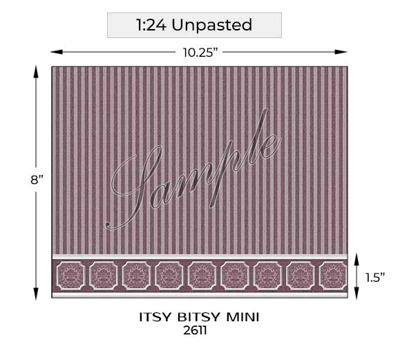 sixth scale purple wainscot dollhouse wallpaper dimensions#scale_1:24