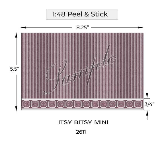 sixth scale purple wainscot dollhouse wallpaper dimensions#scale_1:48