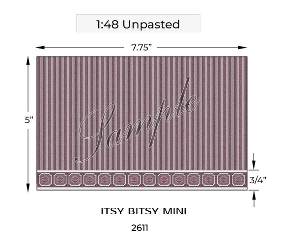sixth scale purple wainscot dollhouse wallpaper dimensions#scale_1:48