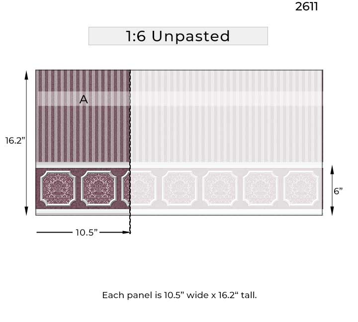 sixth scale purple wainscot dollhouse wallpaper dimensions#scale_1:6