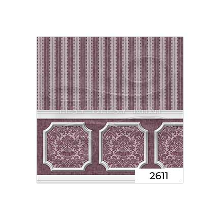 purple chair rail wainscot dollhouse wallpaper