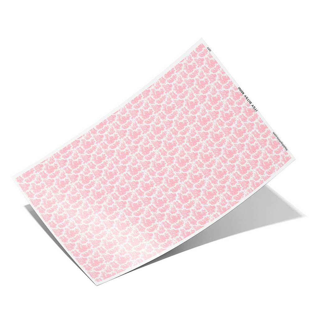 pink toile dollhouse wallpaper full sheet one inch scale #color_pink