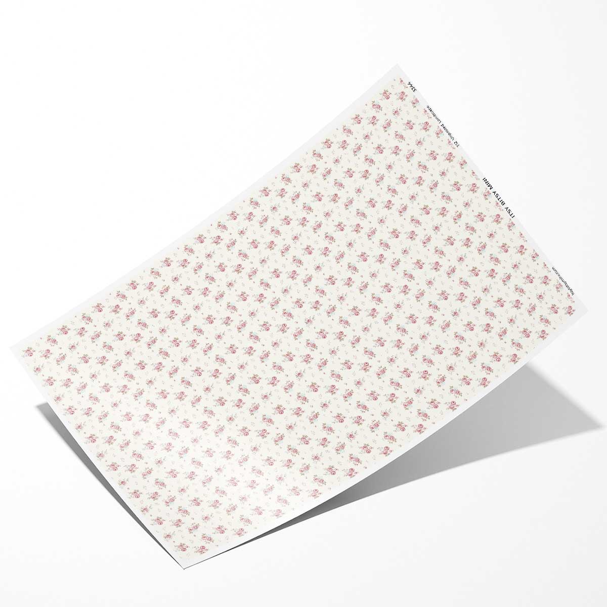 Pink loral-patterned dollhouse wallpaper paper on a white background #color_ivory