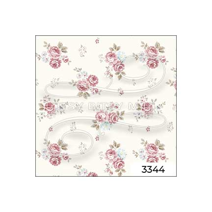 Pink floral design on a white background dollhouse wallpaper #color_ivory