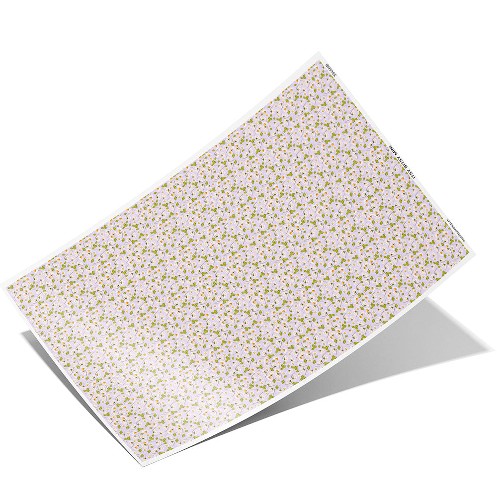 lavender daisy floral toss dollhouse wallpaper full sheet #color_lavender