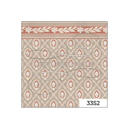 rust fleur de lis trellis dollhouse wallpaper sample