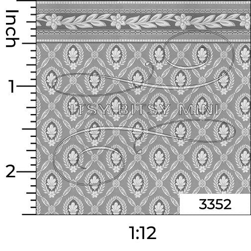 Oakwood Estates Trellis with Border - Dollhouse Wallpaper