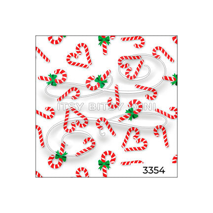 white candy cane hearts peel-and-stick miniature dollhouse wallpaper in 1:12 scale SKU 3354 #color_white
