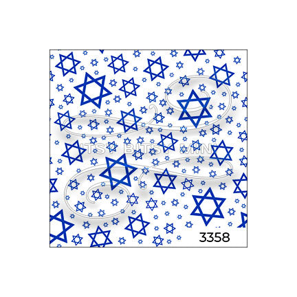 blue jewish star of david chanukah peel-and-stick miniature dollhouse wallpaper SKU 3358
