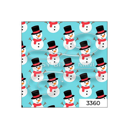 square swatch with a repeating pattern of snowmen on a light blue background #color_aqua