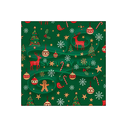 dark green Christmas forest peel-and-stick miniature dollhouse wallpaper shown in 1:12 scale #color_darkgreen