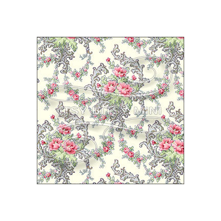 Yellow Brenda floral peel-and-stick miniature dollhouse wallpaper in 1:12 scale #color_yellow