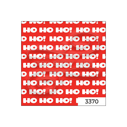white Christmas 'HO HO HO!' greeting text on a red background peel-and-stick miniature dollhouse wallpaper SKU 3370