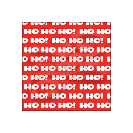 white Christmas 'HO HO HO!' greeting text on a red background peel-and-stick miniature dollhouse wallpaper in 1:12 scale