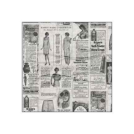 Women's Ad Newspaper Black - Dollhouse Wallpaper