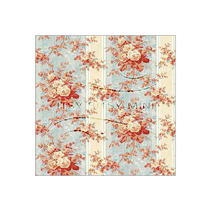 Floral Moire Stripe - Dollhouse Wallpaper