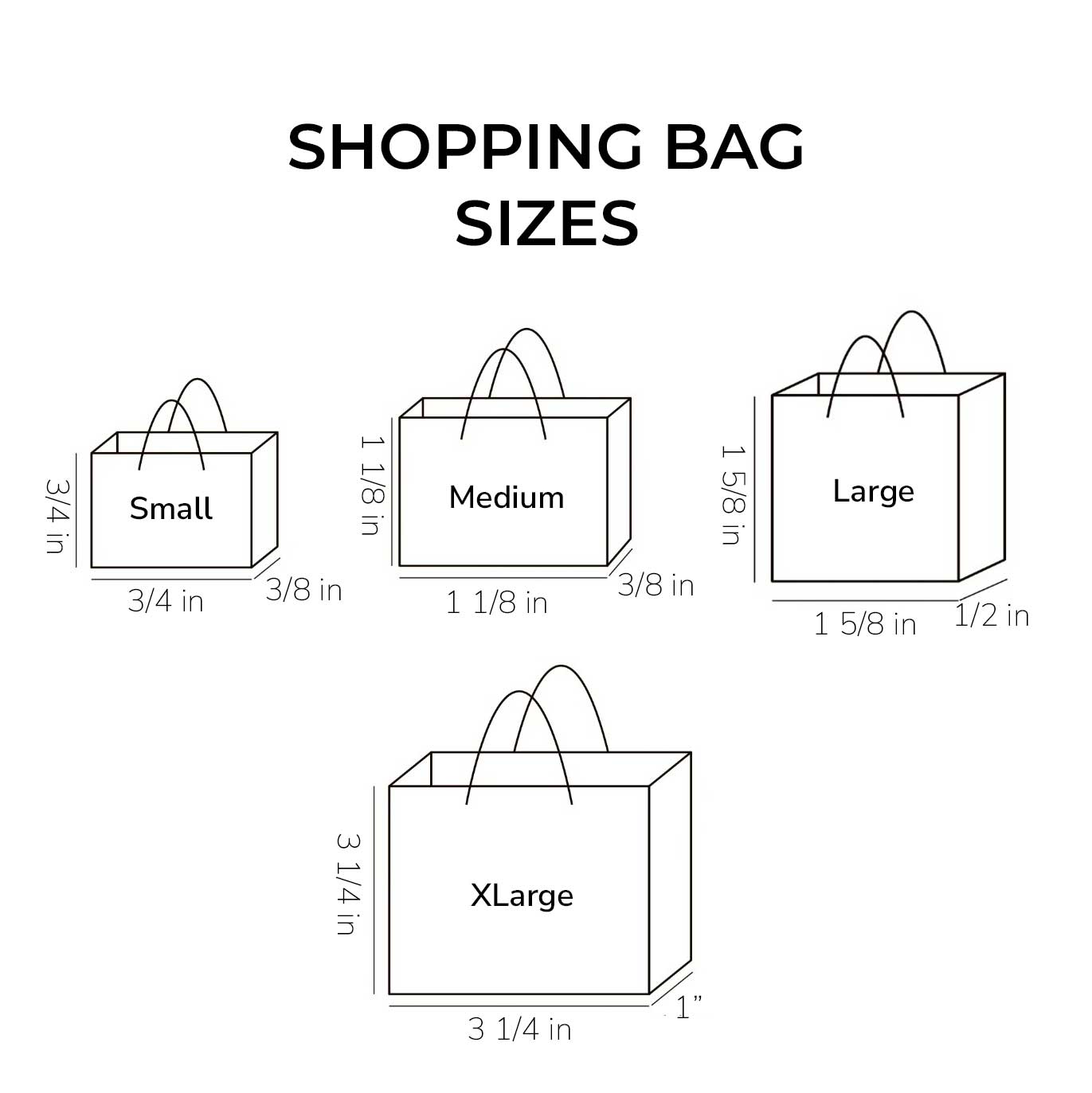 dollhouse shopping gift bag size chart