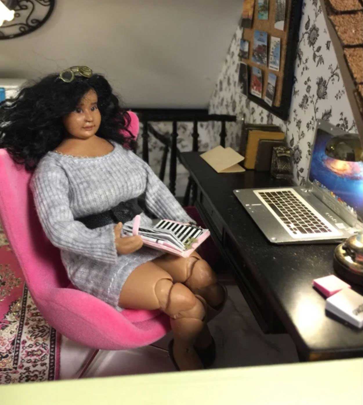 dollhouse miniature planner in dollhouse office