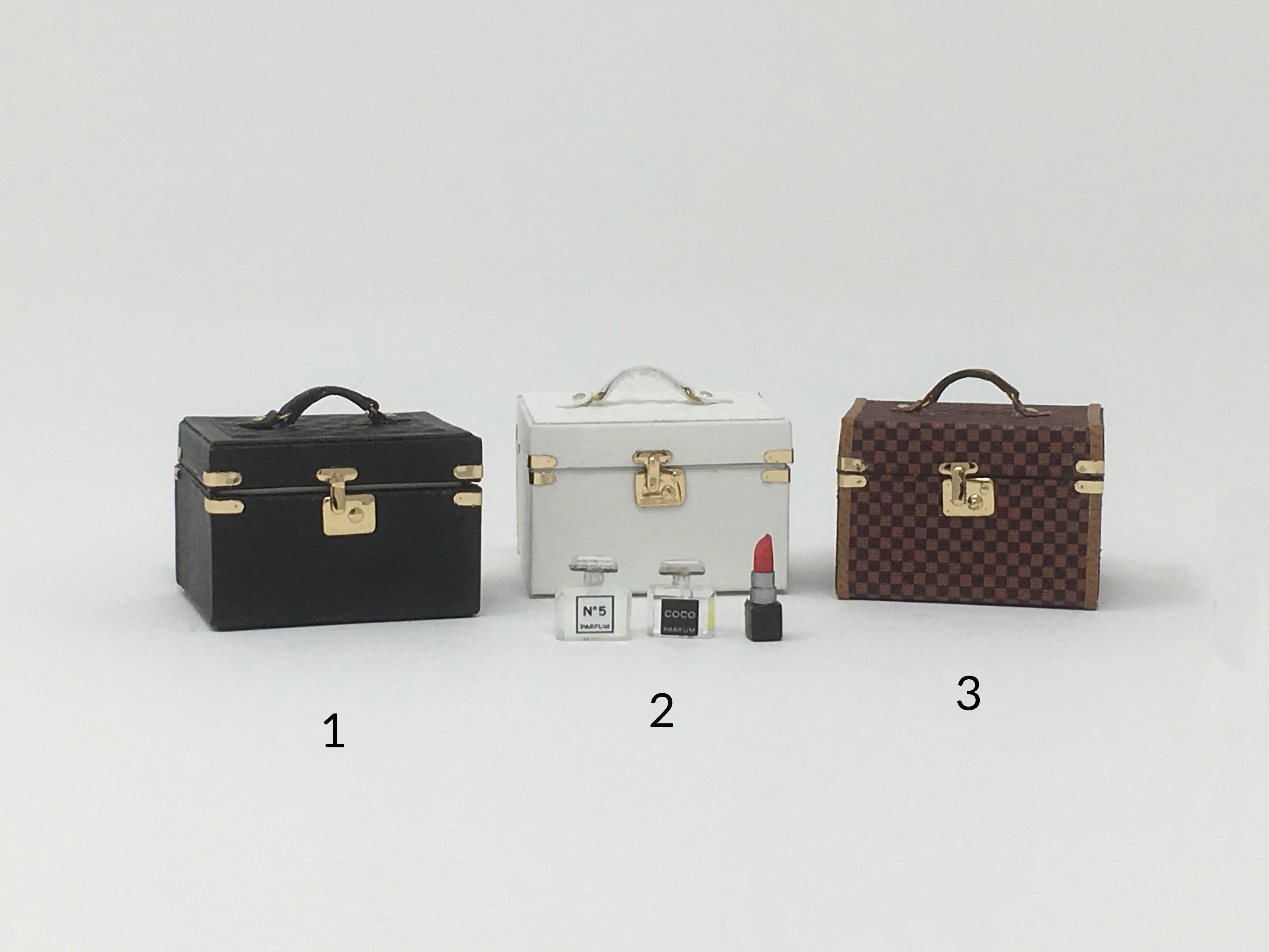 Beauty Cosmetic Train Case Luggage Suitcase Dollhouse Miniature