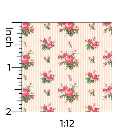 Rose Stripe Dollhouse Wallpaper