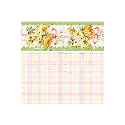yellow plaid with rose ribbon floral border dollhouse wallpaper #color_yellow