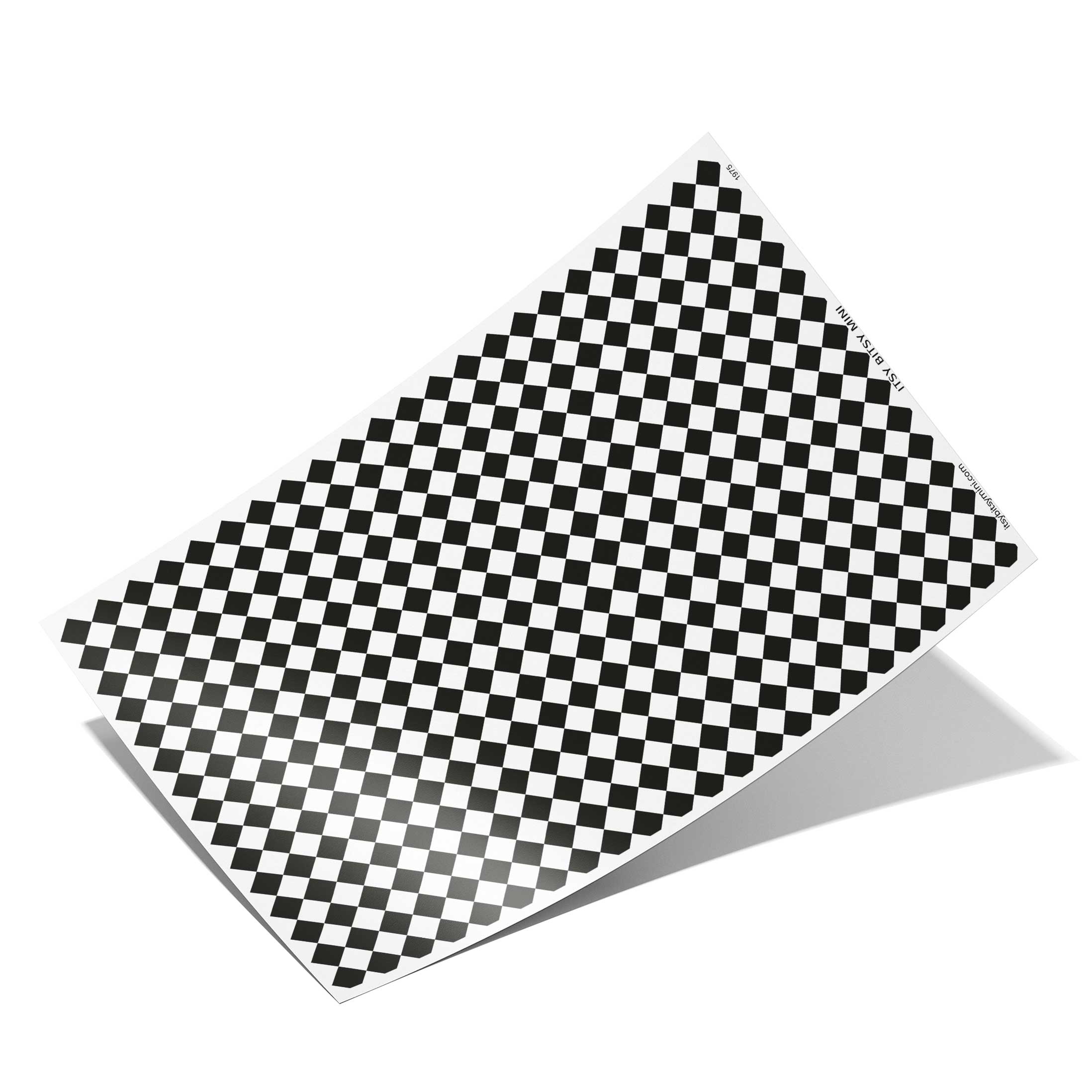 Black and White Diamond Tile 0.5 inch - Small - Dollhouse Wallpaper