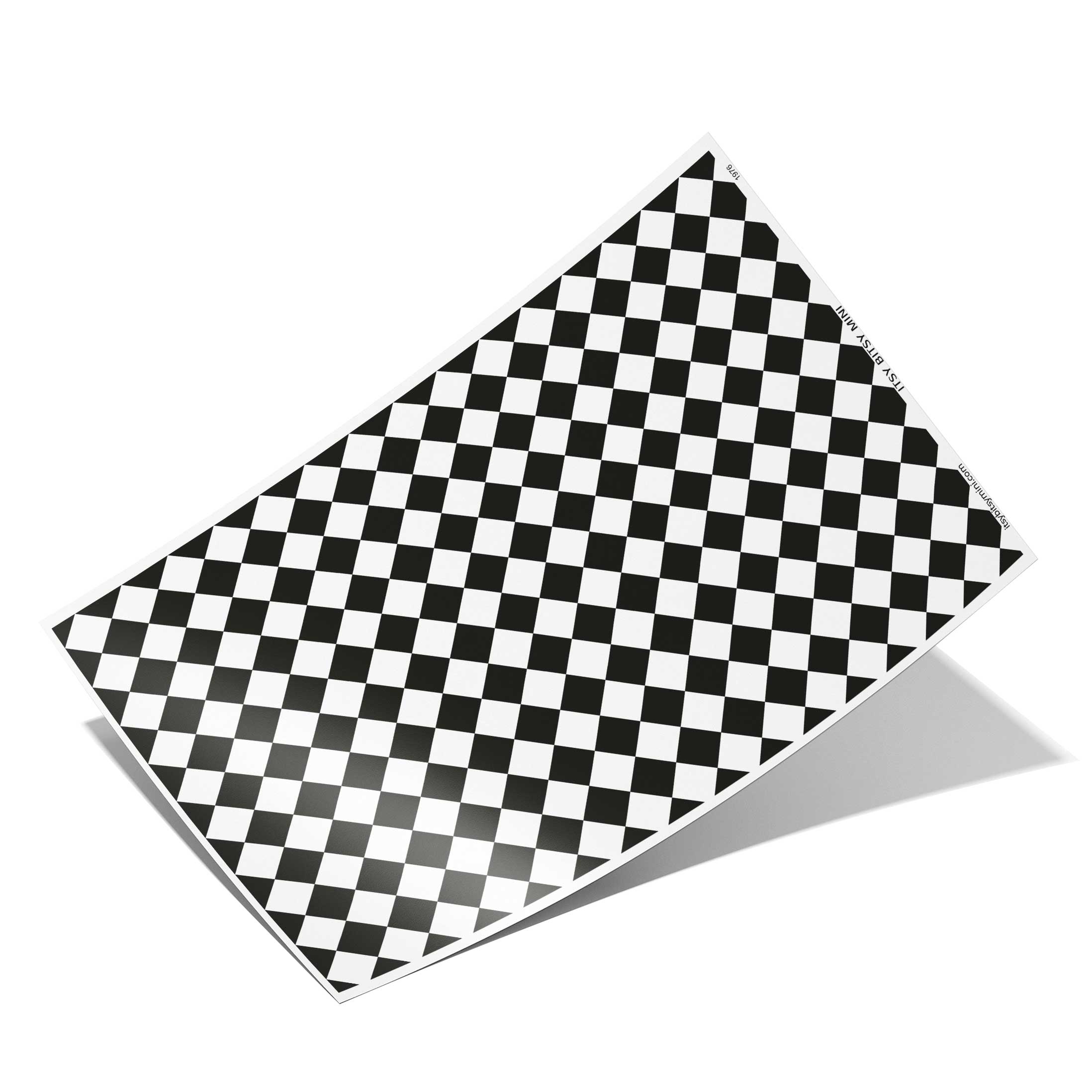 Black and White Diamond Tile 1 inch - Medium - Dollhouse Wallpaper