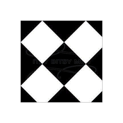 Black and White Diamond Tile 1 inch - Medium - Dollhouse Wallpaper