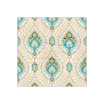 Teal Peacock Paisley - Dollhouse Wallpaper