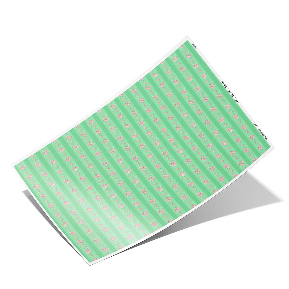 green-rose-stripe-dollhouse-wallpaper-sheet #color_lightgreen