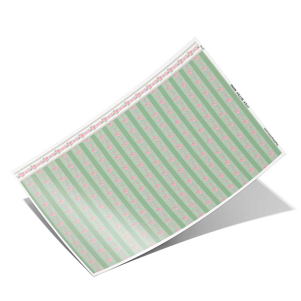 olive-stripe-floral-dollhouse-wallpaper-sheet #color_darkseagreen