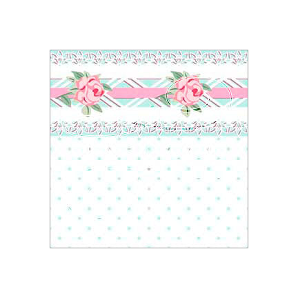 blue polka dot dollhouse wallpaper with rose border #color_paleturquoise