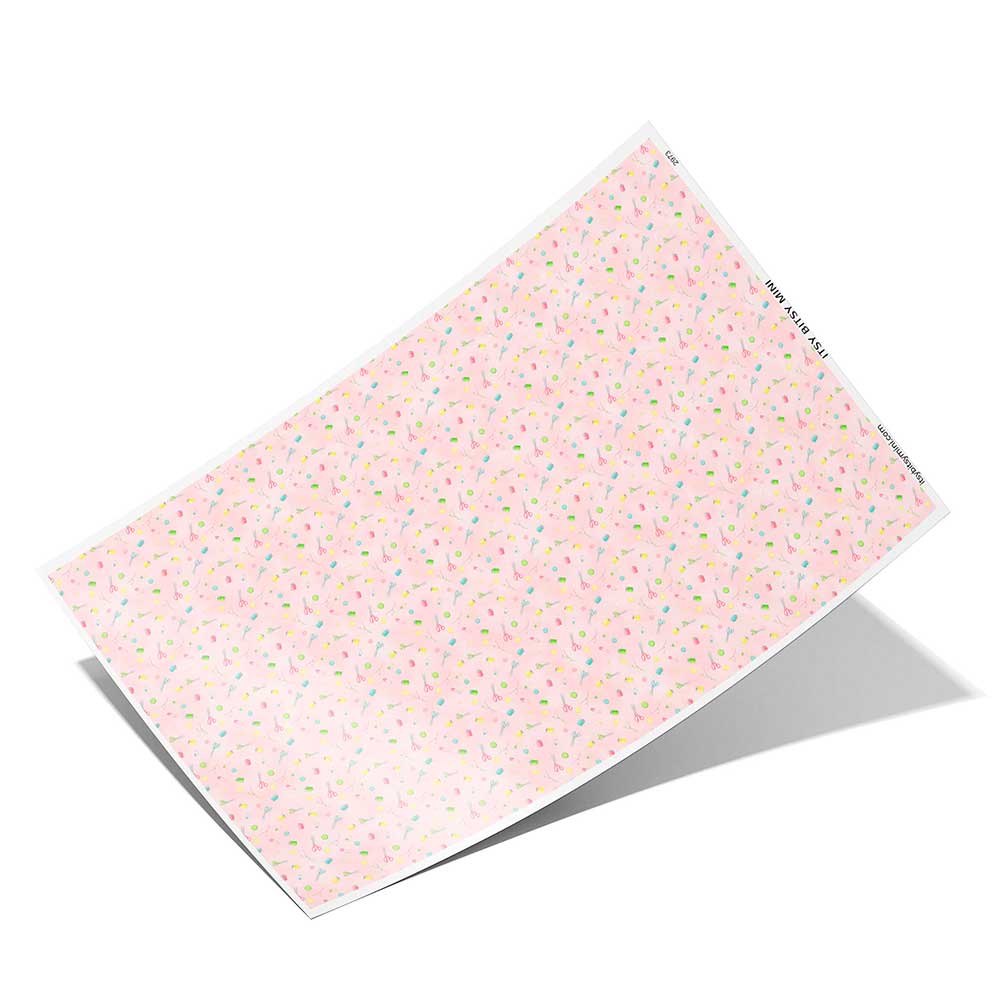light pink sewing notions toss full sheet dollhouse wallpaper by Itsy Bitsy Mini#color_pink