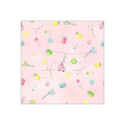 light pink sewing notions toss dollhouse wallpaper by Itsy Bitsy Mini#color_pink