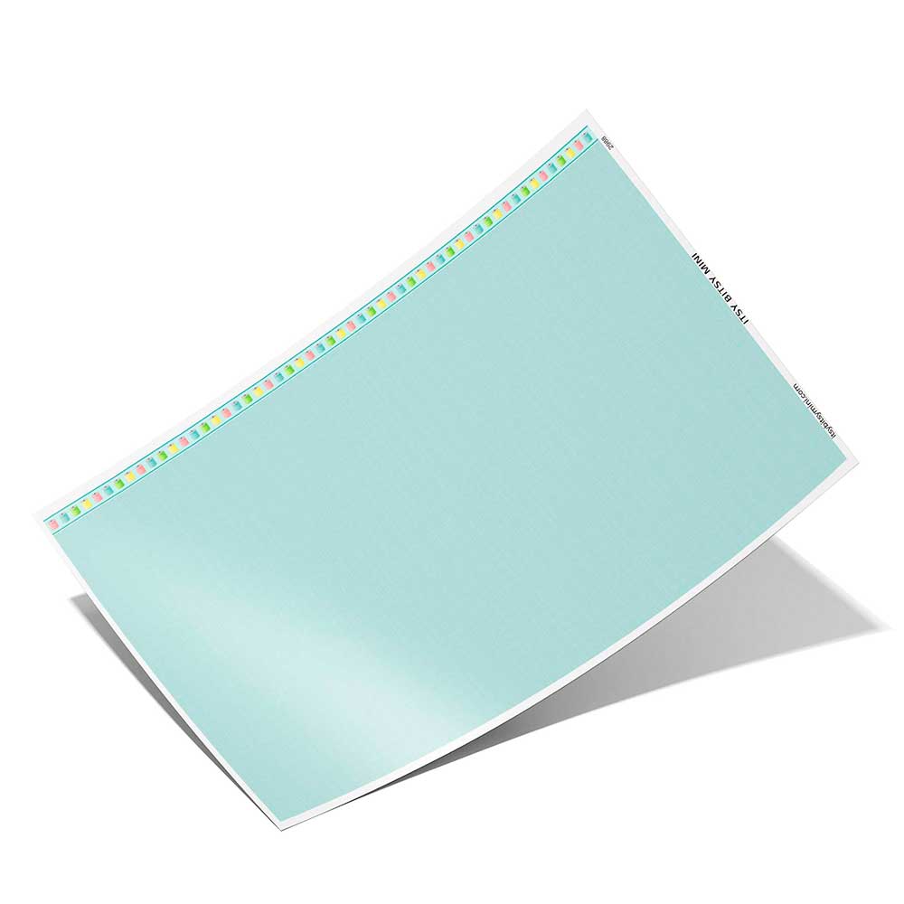 blue linen weave full sheet dollhouse wallpaper with colorful sewing thread border by Itsy Bitsy Mini#color_lightblue