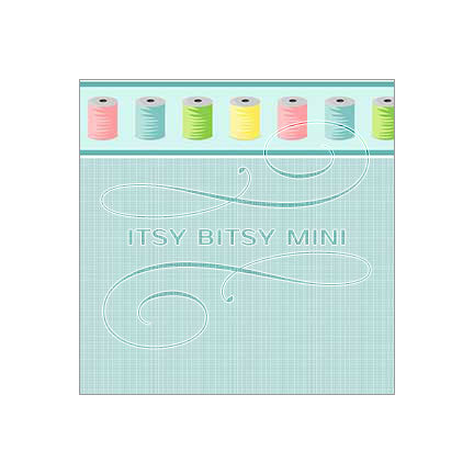 blue linen weave dollhouse wallpaper with colorful sewing thread border by Itsy Bitsy Mini#color_lightblue