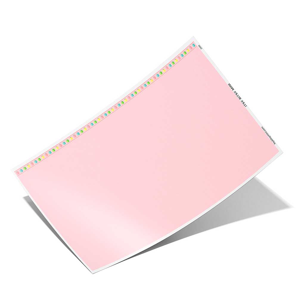 light pink linen weave full sheet dollhouse wallpaper with colorful sewing thread border by Itsy Bitsy Mini#color_pink