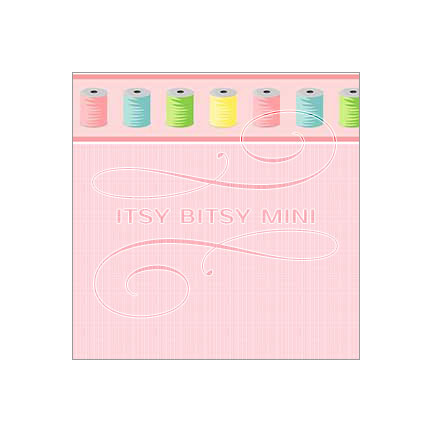 light pink linen weave dollhouse wallpaper with colorful sewing thread border by Itsy Bitsy Mini#color_pink