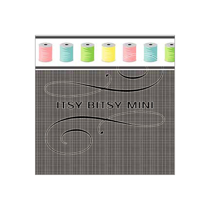 black linen weave dollhouse wallpaper with colorful sewing thread border by Itsy Bitsy Mini#color_black