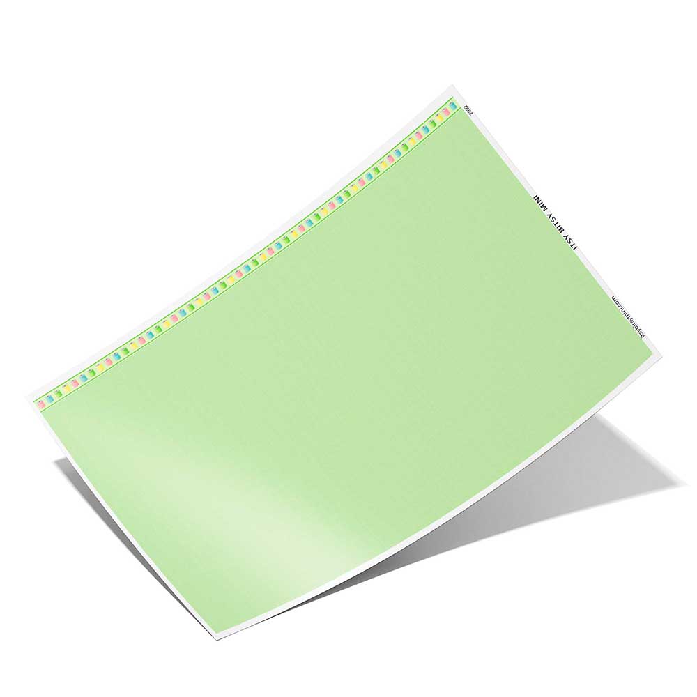green linen weave full sheet dollhouse wallpaper with colorful sewing thread border by Itsy Bitsy Minii#color_yellowgreen