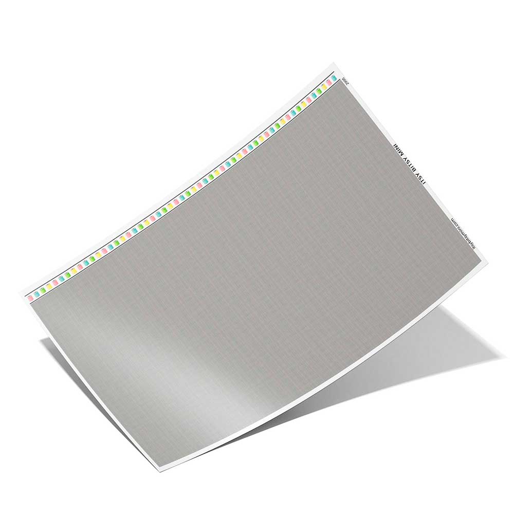 gray linen weave full sheet dollhouse wallpaper with colorful sewing thread border by Itsy Bitsy Mini#color_gray