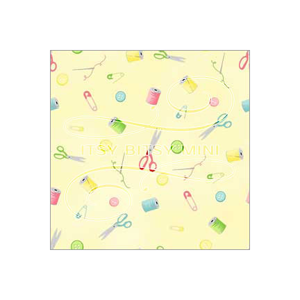 yellowblue sewing notions toss dollhouse wallpaper by Itsy Bitsy Mini#color_yellow