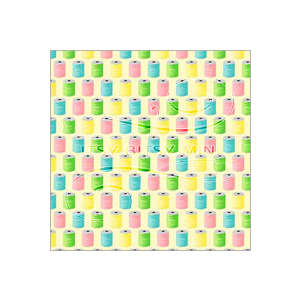 colorful spools on yellow background dollhouse wallpaper by Itsy Bitsy Mini#color_yellow