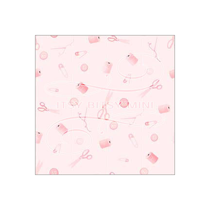 pink sewing notions toile dollhouse wallpaper by Itsy Bitsy Mini#color_pink